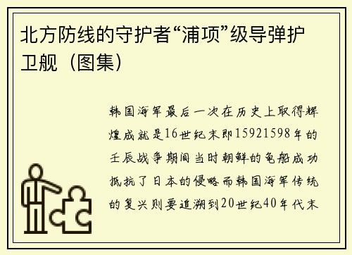 北方防线的守护者“浦项”级导弹护卫舰（图集）